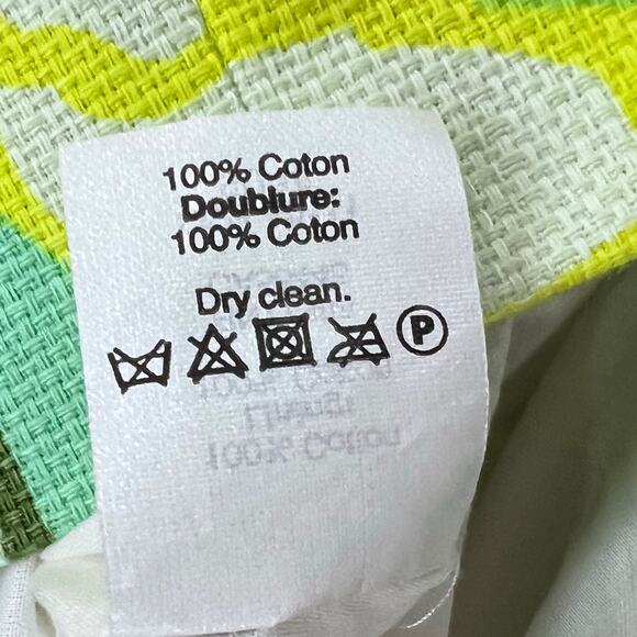 J Crew Mini Skirt Womens 8 Green Yellow Daffodil Basketweave Textured Pockets - Picture 11 of 13